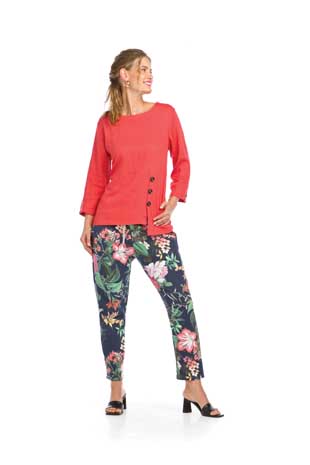 PP-16821 - TROPICAL STRETCH COTTON BLEND PANTS WITH ELASTIC WAISTBAND - Colors: AS SHOWN - Available Sizes:XS-XXL - Catalog Page:73 